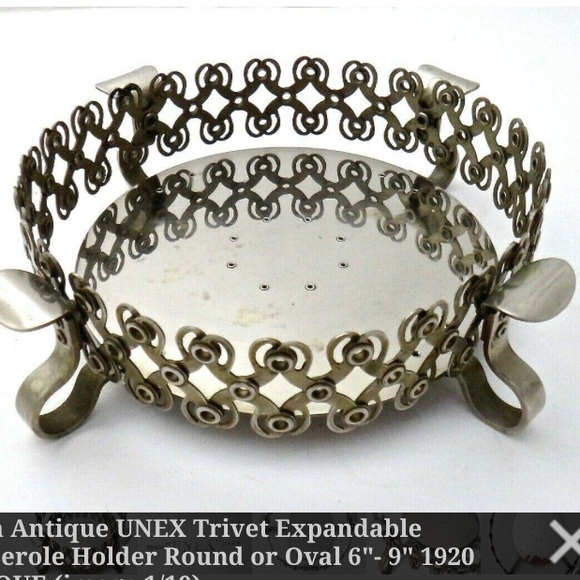 Antique Vintage UNEX Expandable Metal Casserole Footed...
